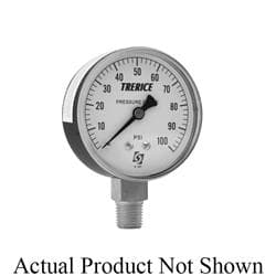 Trerice 800B2502BA100 800B Dry Utility Pressure Gauge, 0 to 100 psi Pressure, 1/4 in MNPT Connection, 2-1/2 in Dia Dial, 1.6 % Accuracy