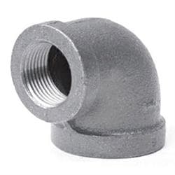1-1/4 x 1 in Black Cast Iron 90 Elbow