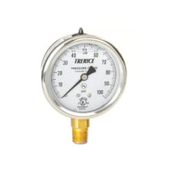 Trerice D82LFB2502LA60 D80 Industrial Pressure Gauge, 0 to 60 psi Pressure, 1/4 in MNPT Connection